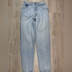 Vintage 90s Zena Comic Book Patchwork Mom Jeans Tapered Leg High Rise Barrel 27